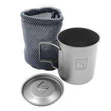 Load image into Gallery viewer, 450ml (15oz) Titanium Open Flame Compact Ultralight Cup/Pot with Lid, 3.9 in