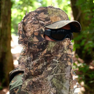 3D Camouflage Face Mask with Guillotine Hunting Mesh-Bug Screening Sunglass Hat