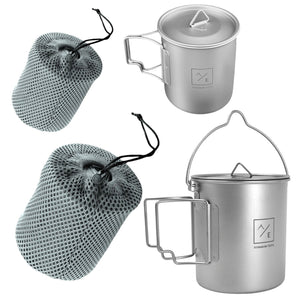 Ultra-Light Titanium Mug/Pot/Kettle Set - Versatile, Durable, Portable 450ml 750