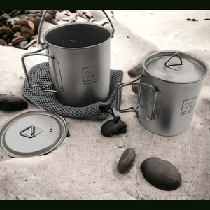 Ultra-Light Titanium Mug/Pot/Kettle Set - Versatile, Durable, Portable 450ml 750