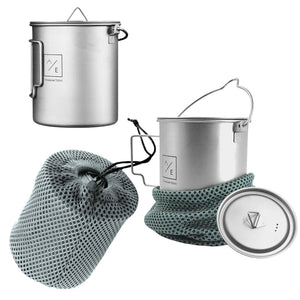 Ultra-Light Titanium Mug/Pot/Kettle Set - Versatile, Durable, Portable 450ml 750