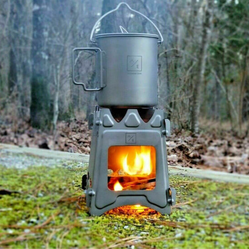 Ultra-Light Flat Pack Titanium Camping Stove| 6inch Tall 3.8inch Cooktop | 208g