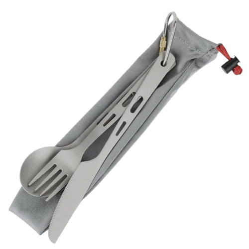 3-PC-SET Evoly Outdoors 3-in-1 Titanium Spork Utensil with Carry Case, 7.5 x 1.6