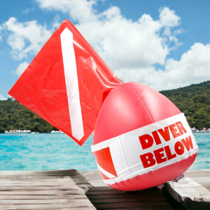 Inflatable Surface Marker Swimming Diver Down Safe Diving Buoy w/Diver Flag- RE