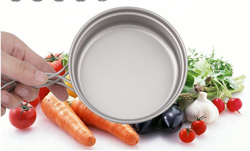 Titanium 350ml Frying Pan with Foldable Handles for Backpacking Camping Cooking