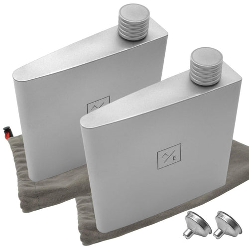 2-PACK 175ml Titanium Hiking Backpacking Flask Rugged 6oz Portable Screw-Top Fla