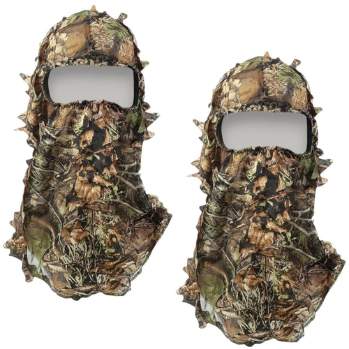 (2-Pack) 3D Leaf Deep Woods Mesh Camo Hunting Face Mask, Breathable Mesh