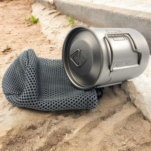 [2-PACK] 450ML (15oz) Titanium Open Flame Compact Ultralight Cup/Pot with Lid, 3