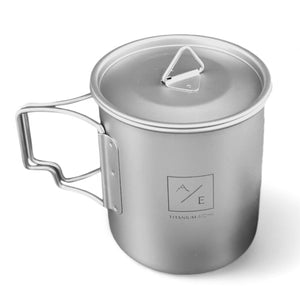 [2-PACK] 450ML (15oz) Titanium Open Flame Compact Ultralight Cup/Pot with Lid, 3