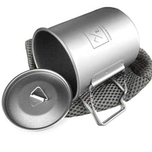 Load image into Gallery viewer, [2-PACK] 450ML (15oz) Titanium Open Flame Compact Ultralight Cup/Pot with Lid, 3