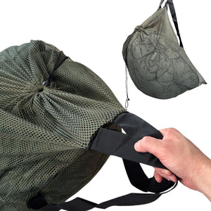 GREEN 33"x 30.5" Hunting Decoy Mesh Bag With HD Nylon Shoulder Straps, Drawstrin