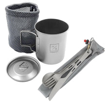 Load image into Gallery viewer, 4PC Set Ultra-Light Essential Hiking Mug, and Cuttlery Cookware Set | 450ML Mug