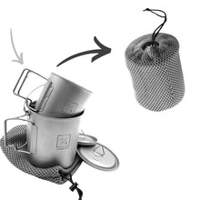 Load image into Gallery viewer, (2PC SET) Titanium 450mL and 750ml ULTRALIGHT Compact Titanium Open Flame Compac
