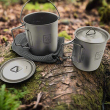 Load image into Gallery viewer, (2PC SET) Titanium 450mL and 750ml ULTRALIGHT Compact Titanium Open Flame Compac