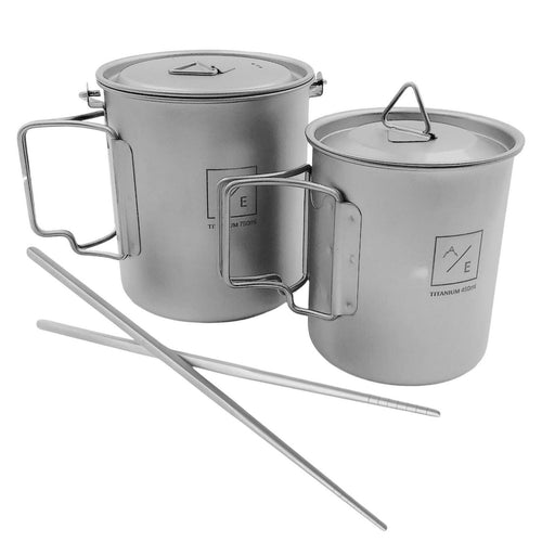 [3PC Set] Ultra-Light Kettle, Mug, and Cuttlery Cookware Set | 450ML Cup | 750ML