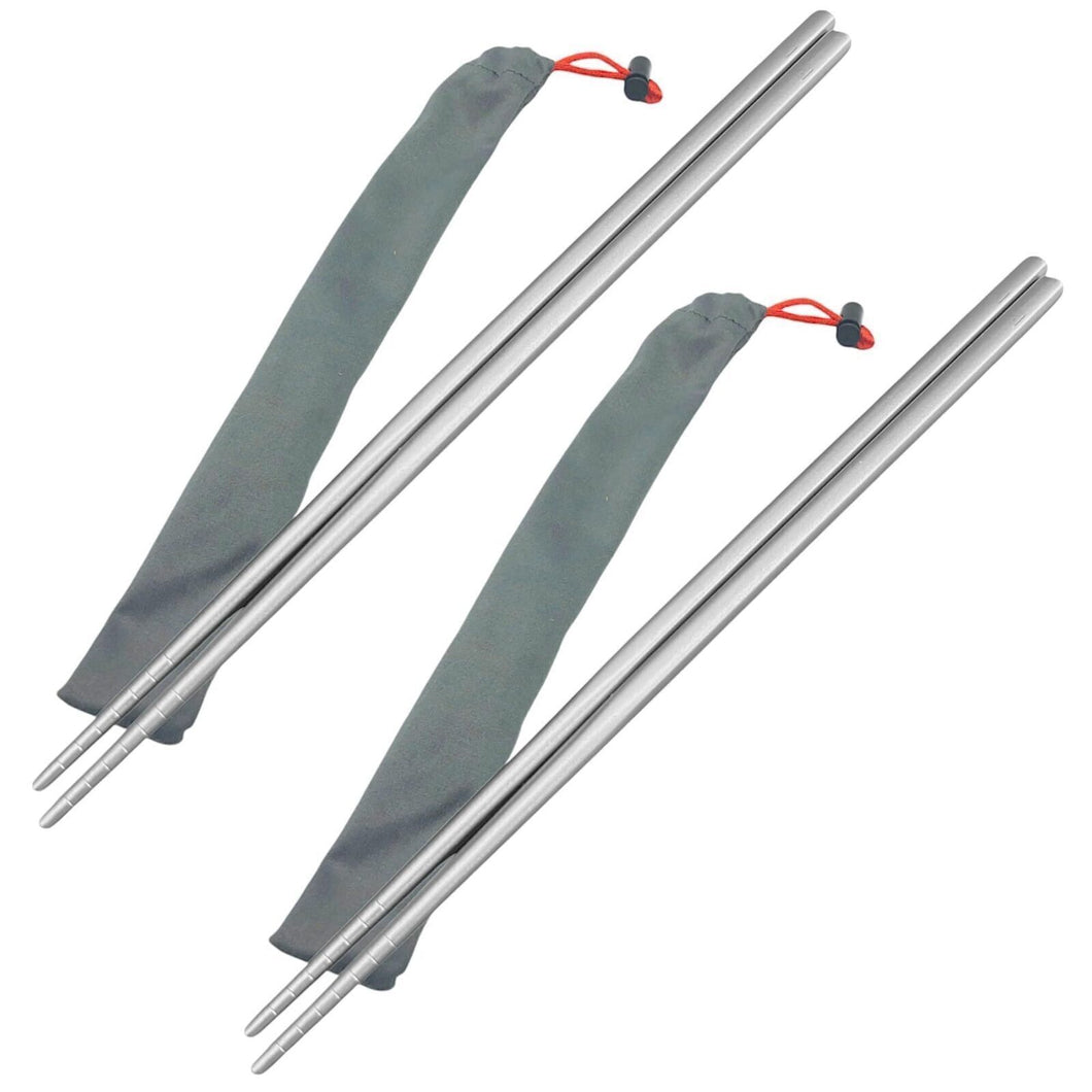 [2-PACK] Titanium Chopstick Set with Travel Cases [15-25 Grams Total Weight] (23