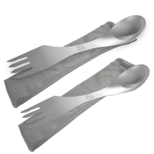 (2-Pack) 3-in-1 Titanium Spork Utensil for Hiking Backpacking Camping Cookware