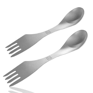 (2-Pack) 3-in-1 Titanium Spork Utensil for Hiking Backpacking Camping Cookware