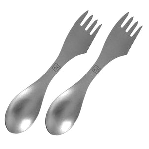 (2-Pack) 3-in-1 Titanium Spork Utensil for Hiking Backpacking Camping Cookware