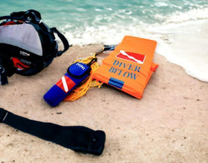 Scuba Diving SMB Compact Emergency SMB [Diver Below] Surface Marker w/ Weight
