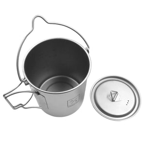 750ml (25.3oz) Titanium Open Flame Compact Ultralight Cup/Pot with Lid, 3.9 in Tall, 3.1 in Diameter, Nylon Travel Case 105 Grams | EVOLY OUTDOORS