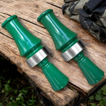 Load image into Gallery viewer, [2-Pack] Green ABS and Steel Mallard Single Reed Duck Call for Beginners and Novice Hunters, Durable Design ABS Rugged Plastic Steel Ring