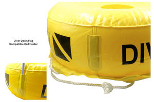 22" DIVER BELOW with Custom Name Option, Yellow Diving Safety Float, Scuba Snorkeling Diving Buoy Inflatable