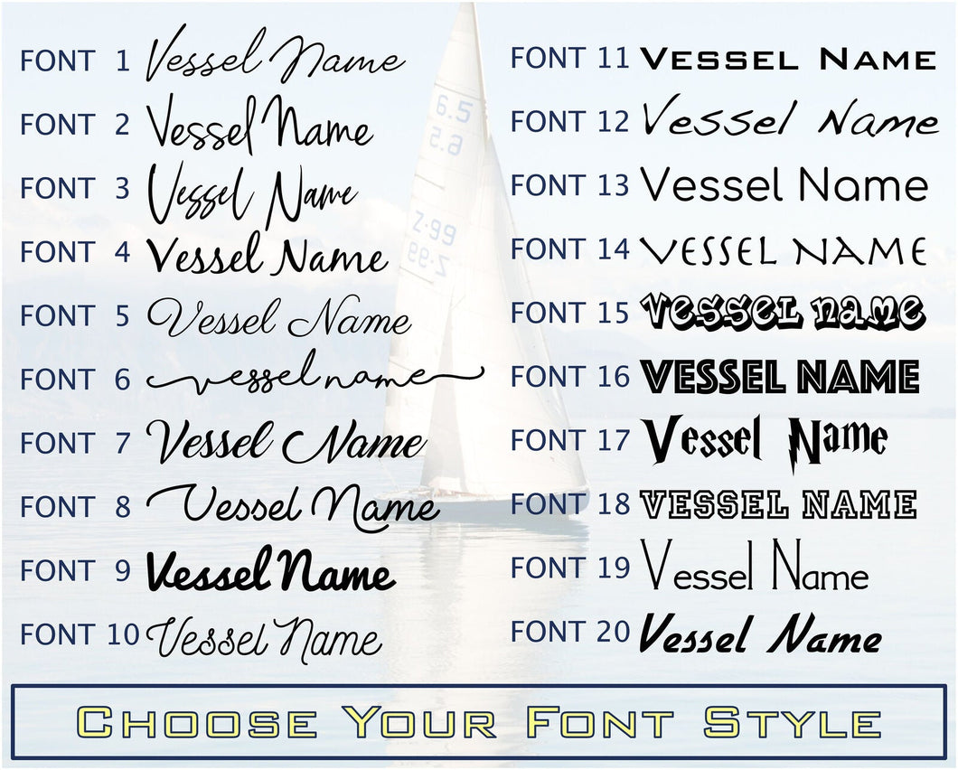 Customized Boat/Vessel Name Decal - HD Marine Vinyl - Boat ID Sticker