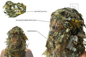 3D Camouflage Face Mask | Deep Woods | Guillotine Hunting Mesh | Bug Screen