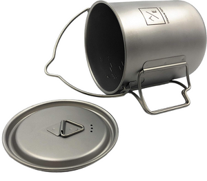 450ml + 750ml Titanium Open Flame Ultralight Cup/Pot Camping, Hiking,Backpacking