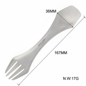 Evoly Outdoors 3-in-1 Serrated Titanium 6.5"  Spork Utensil 1oz w/ Carry Case