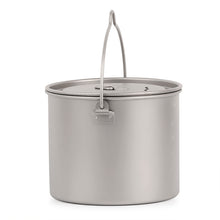 Load image into Gallery viewer, Titanium 1100ml Pot with Lid &amp;  Hanger Mug Foldable Handles for Backpacking Camping etc.