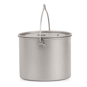 Titanium 1100ml Pot with Lid &  Hanger Mug Foldable Handles for Backpacking Camping etc.