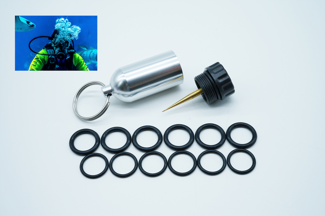 12 Spare O-Ring Diving Tank Keychain With Pick for Scuba Tank